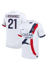 Paris Saint-Germain Lucas Hernandez #21 Jalkapallovaatteet Vieraspaita 2024-25 Lyhythihainen